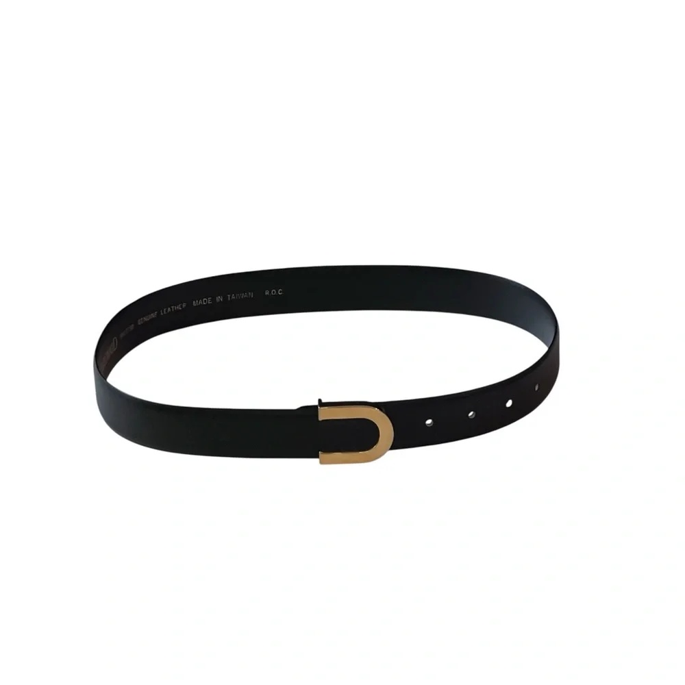 Woodward Black‎ Genuine Leather Belt with Gold C Buckle Belt Size Medium
